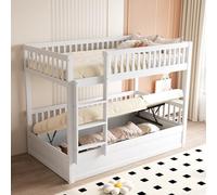 Merax Lit Superposé Enfant 90x200 cm, avec Système de Rangement Hydraulique, Lit Empilable pour Enfants, Blanc (sans Matelas)