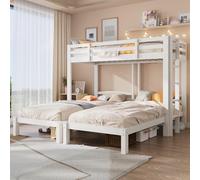Merax Lit Triple pour 3 Enfants, Triple lit superposé avec échelle latérale, lit bébé 90 x 200 cm avec sommier à Lattes et Protection Contre Les Chutes, lit Mezzanine Stable, Blanc