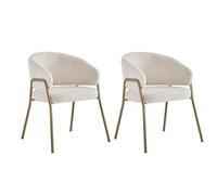 Merax Lot de 2 chaises de Salle à Manger Modernes en Velours Blanc et Finition dorée avec Pieds dorés