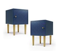 Merax Lot de 2 Table de Nuit sans Tiroir, Chevet d'Appoint, Commode de Nuit, Adapté à Tout Lit & Chambre, 50 x 35 x 35 cm, Bleu Marine