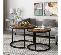 Merax Lot de 2 tables basses rondes, pour salon, table d'appoint imbriquée, 2 tables basses