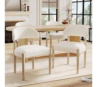 Merax Lot de 4 chaises de salle à manger, en bois massif, rembourrées avec tissu bouclé, ergonomiques et confortables, pour salle à manger, salon, café, moderne, intemporel, respirant, couleur bois