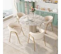 Merax Lot de 4 chaises de Salle à Manger, Modernes, en Velours pulvérisé, Finition dorée, avec Pieds dorés, Blanches