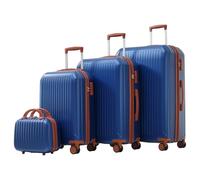 Merax Lot de 4 valises rigides (S/M/L/XL) avec poignée télescopique, roulettes doubles à 360°, serrure TSA, L et XL extensible, matériau ABS, Bleu antique, Koffer-Set 4tlg