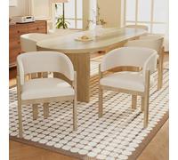 Merax Lot de 6 chaises de salle à manger en bois massif avec housse bouclée, ergonomiques et confortables, avec accoudoirs, respirantes, modernes et intemporelles, pour salle à manger, salon, café