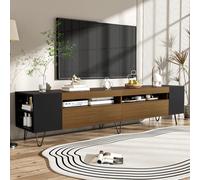 Merax Lowboard en optique bois ancien, Table de télévision avec 2 compartiments ouverts et 2 tiroirs cachés, TV- Lowboard en bois, noir