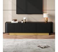 Merax Meuble TV bas 170 x 40,5 x 47 cm avec espace de rangement, 3 portes, compartiment réglable, gestion des câbles, avant structuré, meuble TV pour salon, noir