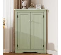 Merax Petite armoire d'angle autoportante à 2 portes avec 3 niveaux, panneau MDF de qualité supérieure avec surface laquée, peu encombrante pour salle de bain, cuisine, salon, vert (61,5 x 90 cm)