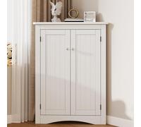 Merax Petite armoire d'angle autoportante à 2 portes avec 3 niveaux, panneau MDF de qualité supérieure avec surface laquée, peu encombrante pour salle de bain, cuisine, salon, blanc (61,5 x 90 cm)