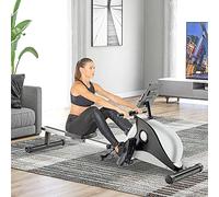 Merax Rameur Magnétique Rameur d'appartement Pliable, 8 Niveaux de résistance magnétique, écran LCD, Silencieux, Glissières en Aluminium avec Support de Tablette