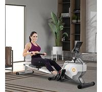 Merax Rameur Pliable magnétique avec système de Tension magnétique, écran LED, résistance réglable, jusqu'à 150 kg, Le Rower