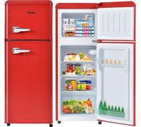 Merax Réfrigérateur/congélateur BCD-102, Réfrigérateur rétro avec double porte et éclairage LED, au design rétro, 92 L, rouge