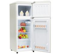 Merax Réfrigérateur rétro avec congélateur, capacité utile de 92 l, congélateur de 28 l, éclairage LED, pieds réglables, 181 kWh/an, blanc