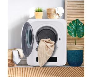 Merax Sèche-linge mural inox 3 kg (jusqu’à 4 kg) 830 W - 6 programmes & 6 fonctions, filtration multiple, protection surchauffe, montage mural - Blanc