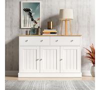 Merax Sideboard avec 2 tiroirs et 3 portes, commode Landhaus avec Push-to-Open et charnières amorties, buffet, bahut 120x36x80,5 cm