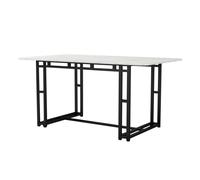Merax Table à manger de luxe légère - 120 x 70 cm - Structure en métal - Table de cuisine moderne avec pieds en métal - Pour salle à manger, salon - Pieds noirs