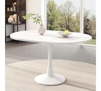 Merax Table à manger extensible ovale 100/140 x 100 x 75 cm, table de cuisine en MDF, table de salle à manger moderne et peu encombrante, table multifonctionnelle pour café et loisirs pour petits