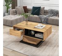 Merax Table basse "Dike" avec espace de rangement caché et tiroir, table basse nature