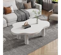 Merax Table basse en forme de nuage, 100x70cm, Table d'appoint aux coins arrondis en MDF et PVC, Table basse de style scandinave pour le salon, blanc/crème