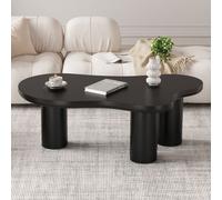 Merax Table basse en forme de nuage 107x66 cm - Table basse design en MDF, avec coins arrondis et 3 pieds cylindriques stables, noir