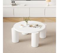 Merax Table basse en forme de nuage Blanc Rond Ø70 cm, Table basse aux coins arrondis, MDF et PVC, stable & facile d'entretien, pour le salon et les petites pièces