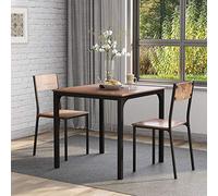 Merax Table de cuisine avec chaises, table à manger avec 2 chaises, ensemble pour salle à manger, salon et balcon, marron vintage, WF302666AAV
