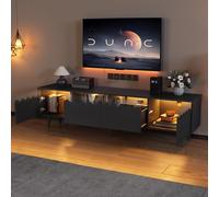 Merax TV-Lowboard 176x38x45cm, Armoire TV LED avec 2 tiroirs et 2 armoires, Console média pour TV jusqu'à 75 pouces, noir