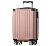 Merax Valise Rigide à roulettes avec Serrure en Pouces TSA avec 4 roulettes et poignée télescopique en ABS Rose Taille M 56,5 x 37,5 x 22,5 cm, Rose, m, Mallette Rigide