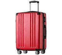 Merax Valise Rigide à roulettes avec Serrure en Pouces TSA avec 4 roulettes et poignée télescopique en ABS Rouge 66,5 x 45,5 x 28 cm, Rouge, L, Mallette Rigide
