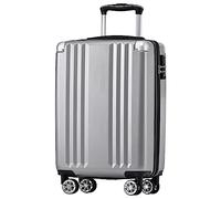 Merax Valise Rigide à roulettes avec Serrure en Pouces TSA avec 4 roulettes et poignée télescopique en ABS Gris argenté Taille M 56,5 x 37,5 x 22,5 cm, Gris argenté, m, Mallette Rigide