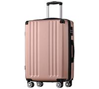 Merax Valise Rigide à roulettes avec Serrure en Pouces TSA avec 4 roulettes et poignée télescopique en ABS Rose 66,5 x 45,5 x 28 cm, Rose, L, Mallette Rigide