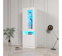 Merax Vitrine à poser avec LED, portes transparentes, 2 étagères et 3 espaces de rangement Commode