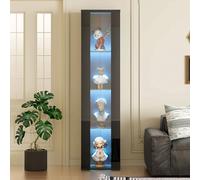 Merax Vitrine Moderne Noire,Bibliothèques 40x29x170 cm avec Éclairage LED Multicolore, Glastrennwand et Télécommande/App, Design Épuré, pour Exposition de Collection et Décoration