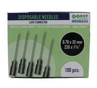 Merbach Injection needle - Black -100 pcs 0.7 x 32 mm
