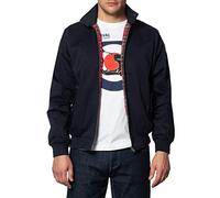 Merc of London Blouson Harrington avec doublure en tartan Blouson Homme Bleu (Marine) Large (Taille fabricant: L)