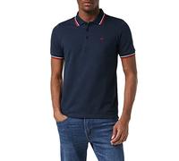 Merc of London Card - Polo - Uni - Manches Courtes - Homme - Bleu (Navy/Red) - Small (Taille Fabricant: S)