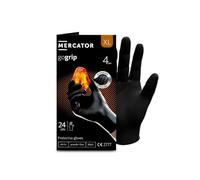 MERCATOR Gants nitrile NOIR taille XL à structure en diamant Pochette 4 gants