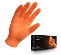 MERCATOR GoGrip Gants nitrile Orange Taille M - 500 pièces Gants de protection jetables non poudrés sans latex extra fort Texture diamant Gants nitrile