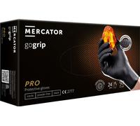 MERCATOR Gants de protection Gogrip jetables en nitrile sans poudre, lot de 50 pièces - Taille M - BLACK
