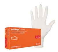 MERCATOR MEDICAL Gants en latex DERMAGEL COATED, taille : L - 100 pieces, Gants jetables, non poudrés, Gants de protection, transparents, non poudrés