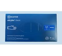 MERCATOR MEDICAL Gants nitrile bleus NITRYLEX CLASSIC, taille : M - 100 pieces, Gants jetables, non poudrés, texturés au bout des doigts, sans latex, Gants nitrile