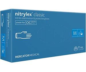 MERCATOR MEDICAL Gants nitrile bleus NITRYLEX CLASSIC, taille M - 1000 pièces, Gants jetables, non poudrés, texturés au bout des doigts, sans latex