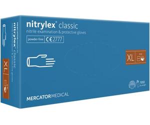 MERCATOR MEDICAL Gants nitrile bleus NITRYLEX CLASSIC, taille : XL - 1000 pieces, Gants jetables, non poudrés, texturés au bout des doigts, sans latex, Gants nitrile