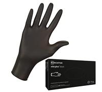 Gants nitrile noirs NITRYLEX BLACK, taille : L - 100 pieces, gants jetables, gants de protection, non poudrés, couleur noire opaque, texturés sur le bout des doigts, sans latex