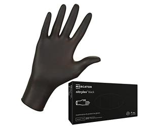 MERCATOR MEDICAL Gants nitrile noirs NITRYLEX BLACK, taille : L - 100 pieces, gants jetables, gants de protection, non poudrés, couleur noire opaque, texturés sur le bout des doigts, sans latex