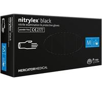MERCATOR MEDICAL Nitrylex Black Gants Nitrile Jetables, Examen Protecteur, Non Poudrés, Couleur Noir, Taille M (7-8), Ambidextre, Micro + Bout Doigt Texturé, Poignet Bordé, dispenser box 100 Pcs