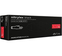 MERCATOR MEDICAL Nitrylex Black Gants Nitrile Jetables, Examen Protecteur, Non Poudrés, Non Stériles, Noir, Taille S, Ambidextre, Micro + Bout Doigt Texturé, Poignet Bordé, dispenser box 100 Pcs