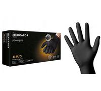 MERCATOR MEDICAL Powergip® Gants de protection jetables en nitrile non poudrés, sans latex, texture diamant épaisse 2,5x NOIR - Taille M à XXL (Medium)