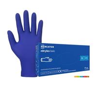 MERCATOR - Nitrylex basic, gants en nitrile bleu marine à usage unique et sans poudre, taille L, boîte de 100, 21803