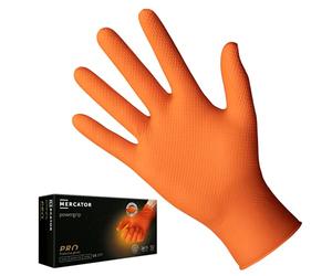 Mercator POWERGRIP Gants en nitrile sans poudre, orange, taille : M - 50 pièces